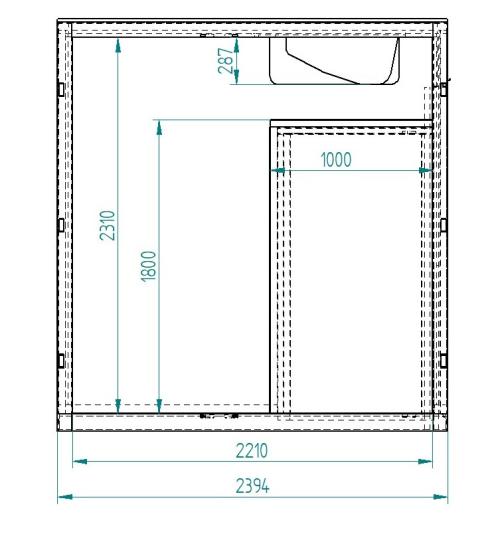 View of the interior of the container from the front door