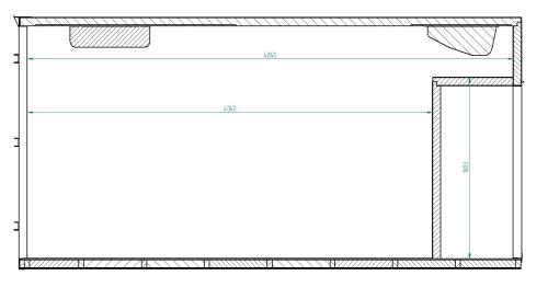 Cross-sectional view of the container interior